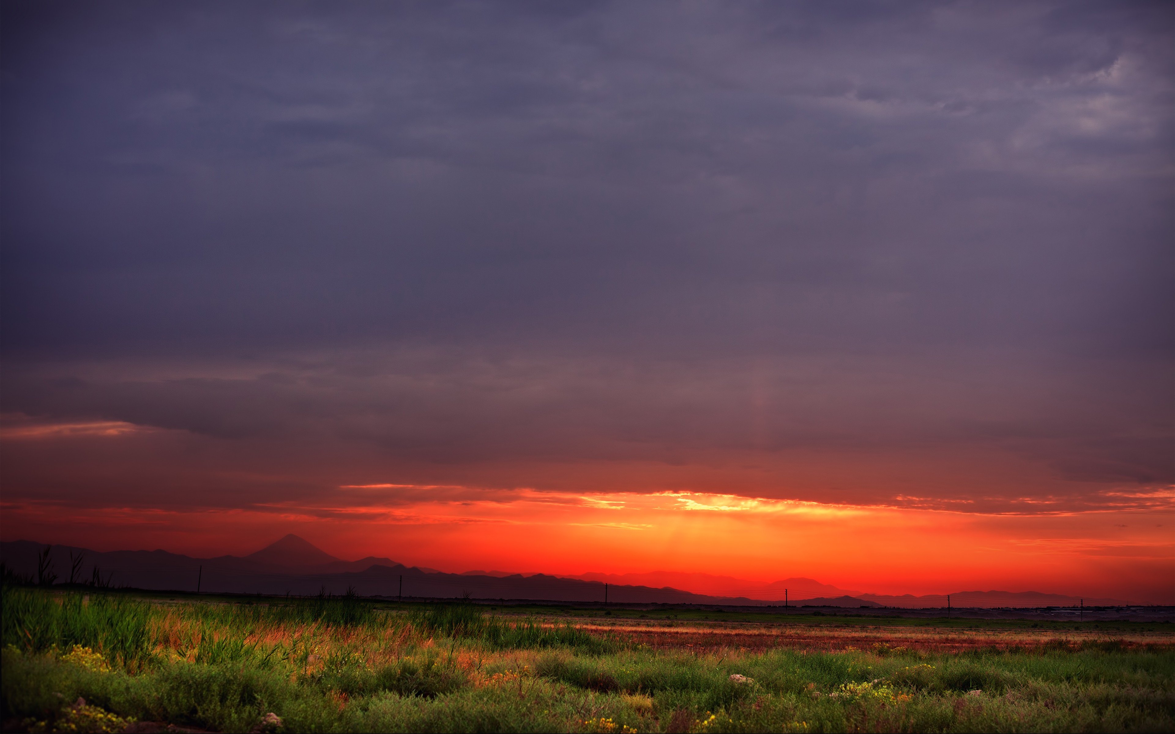 Sunset Clouds Landscapes Nature Horizon Fields Iran Hdr