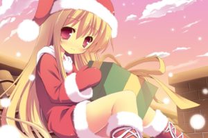 blondes, Christmas, Red, Eyes, Christmas, Outfits, Anime, Girls