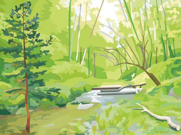 nature, Trees, Artwork, Rivers HD Wallpaper Desktop Background