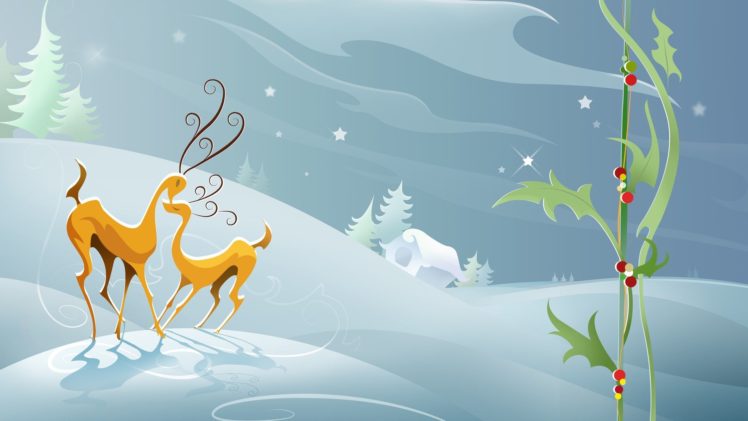 snow, Animals, Christmas, Digital, Art, Artwork, Reindeer HD Wallpaper Desktop Background