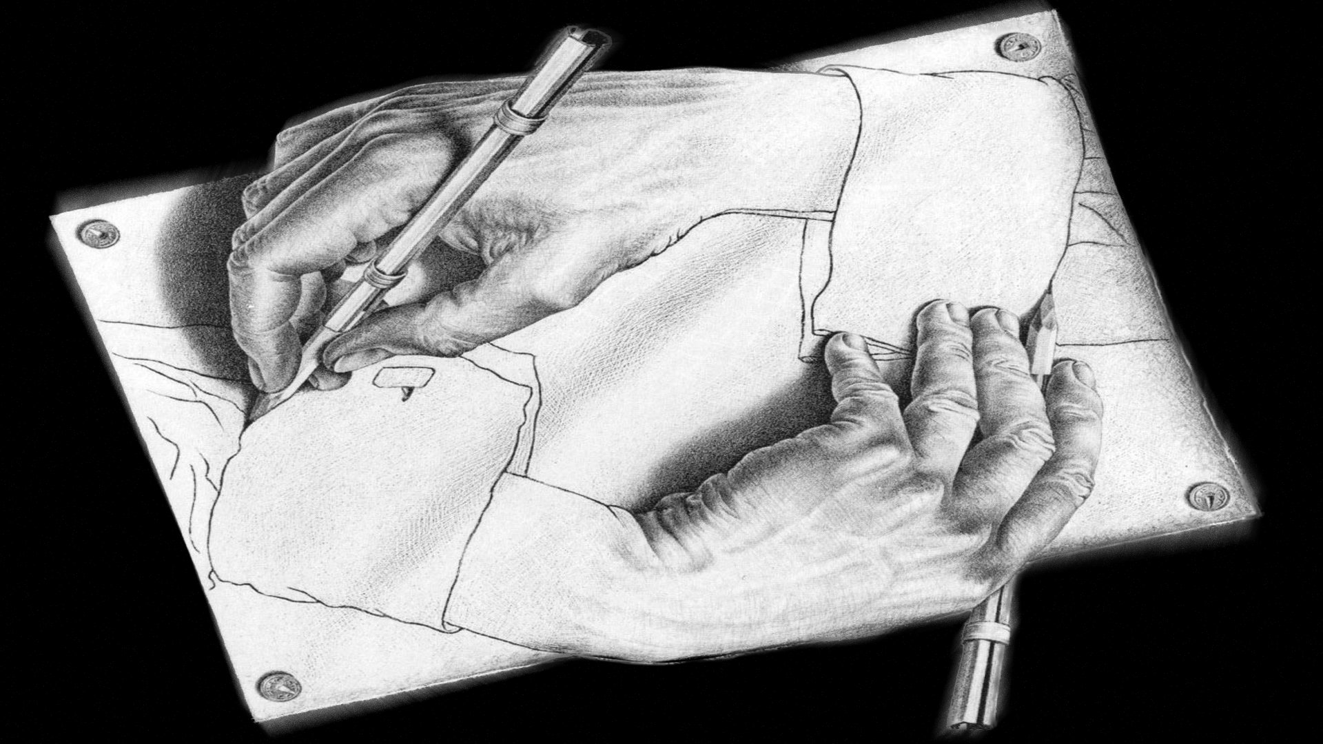 hands, Drawings, Optical, Illusion Wallpaper
