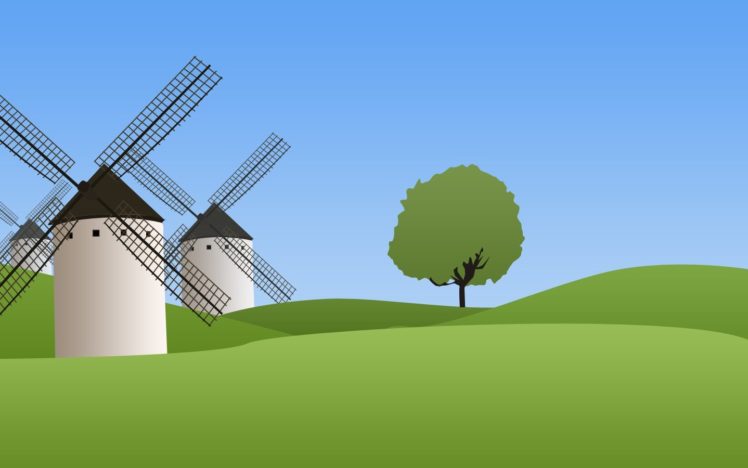 landscapes, Vectors, Windmills HD Wallpaper Desktop Background
