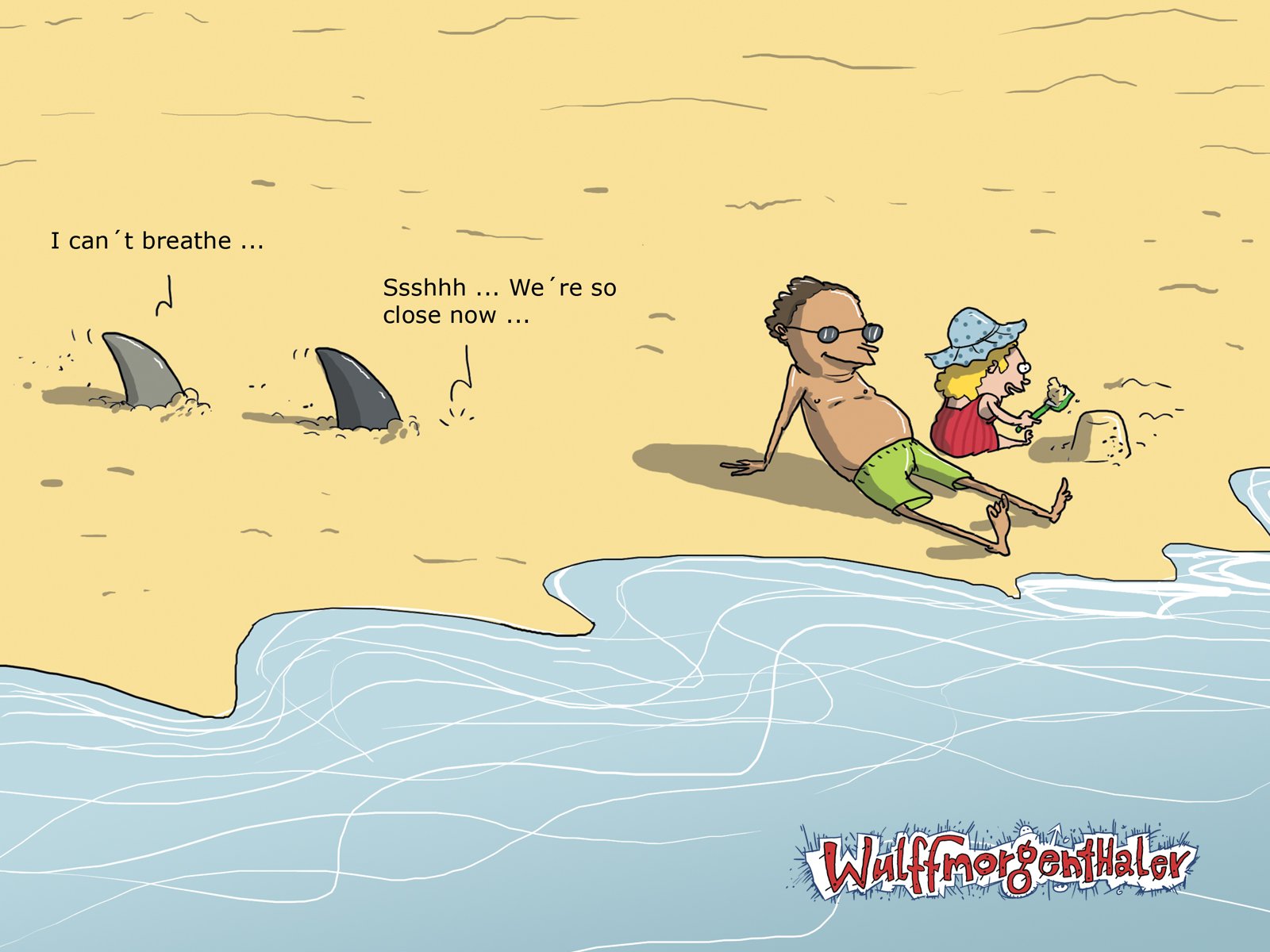 cartoons, Funny, Sharks, Wulffmorgenthaler, Beaches Wallpapers HD / Desktop  and Mobile Backgrounds