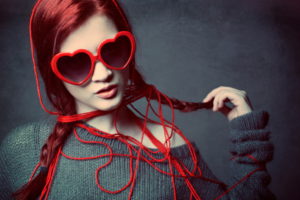 women, Redhead, Red, Glasses, Heart, Love, Romance, Mood, Women, Model, Face