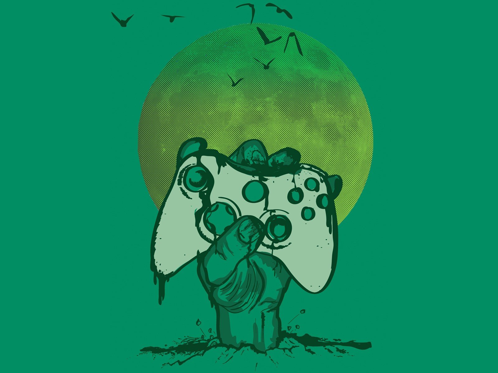 undead, Birds, Zombies, Moon, Xbox, Artwork, Controllers Wallpaper