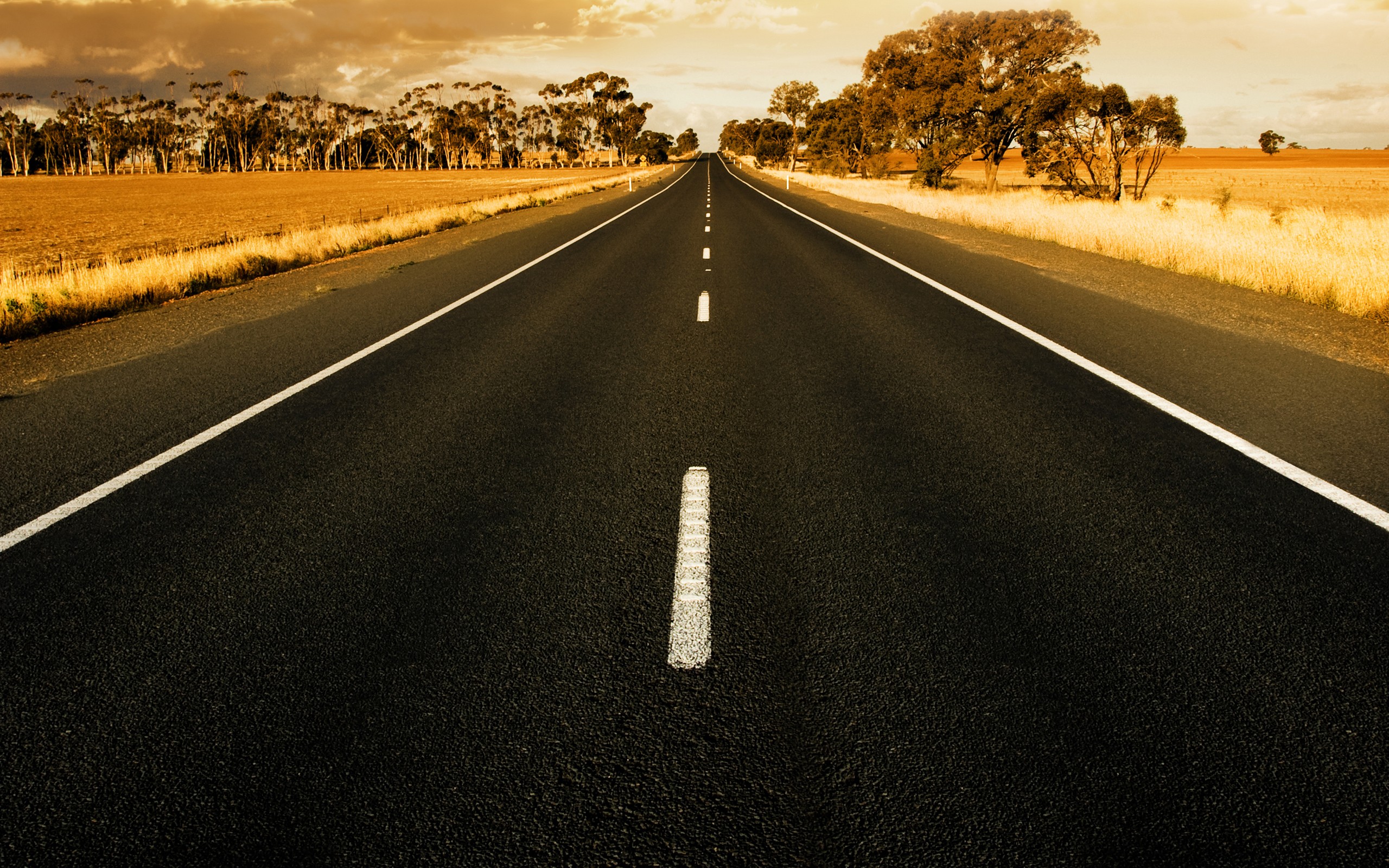 straight, Road, At, Sunset, In, Rural, Australia Wallpaper