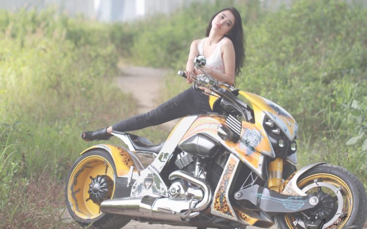 women, Asians, Motorbikes, Harley davidson HD Wallpaper Desktop Background