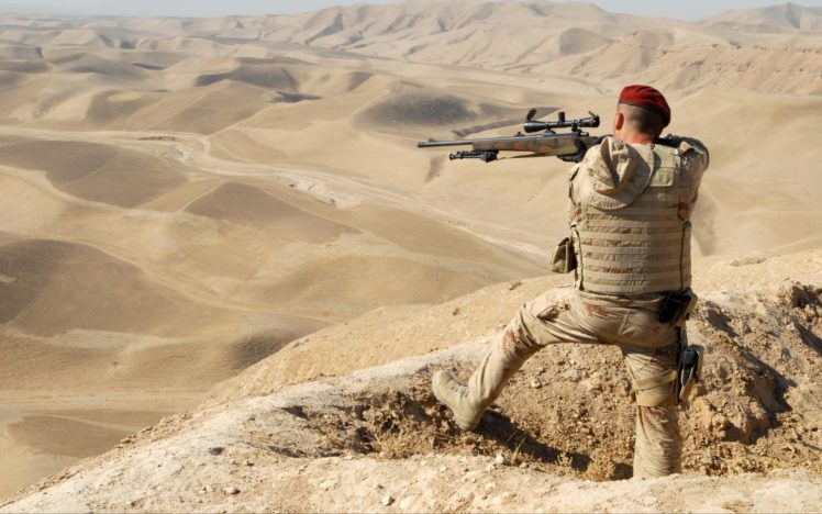 military, Warrior, Soldier, People, Men, Sniper, Weapons, Guns, Rifles, Mountains, Desert HD Wallpaper Desktop Background