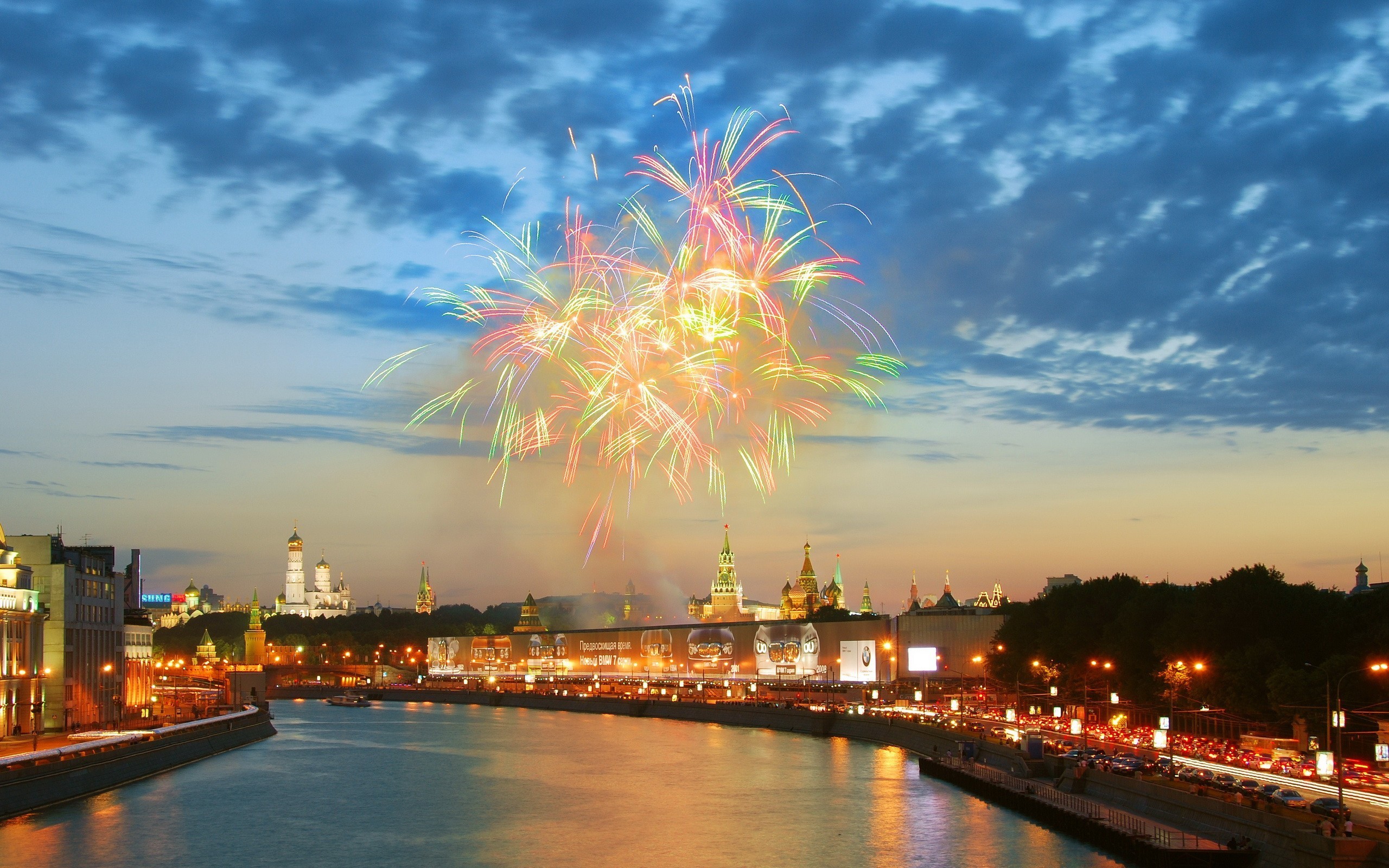 fireworks, At, Moscow Wallpaper
