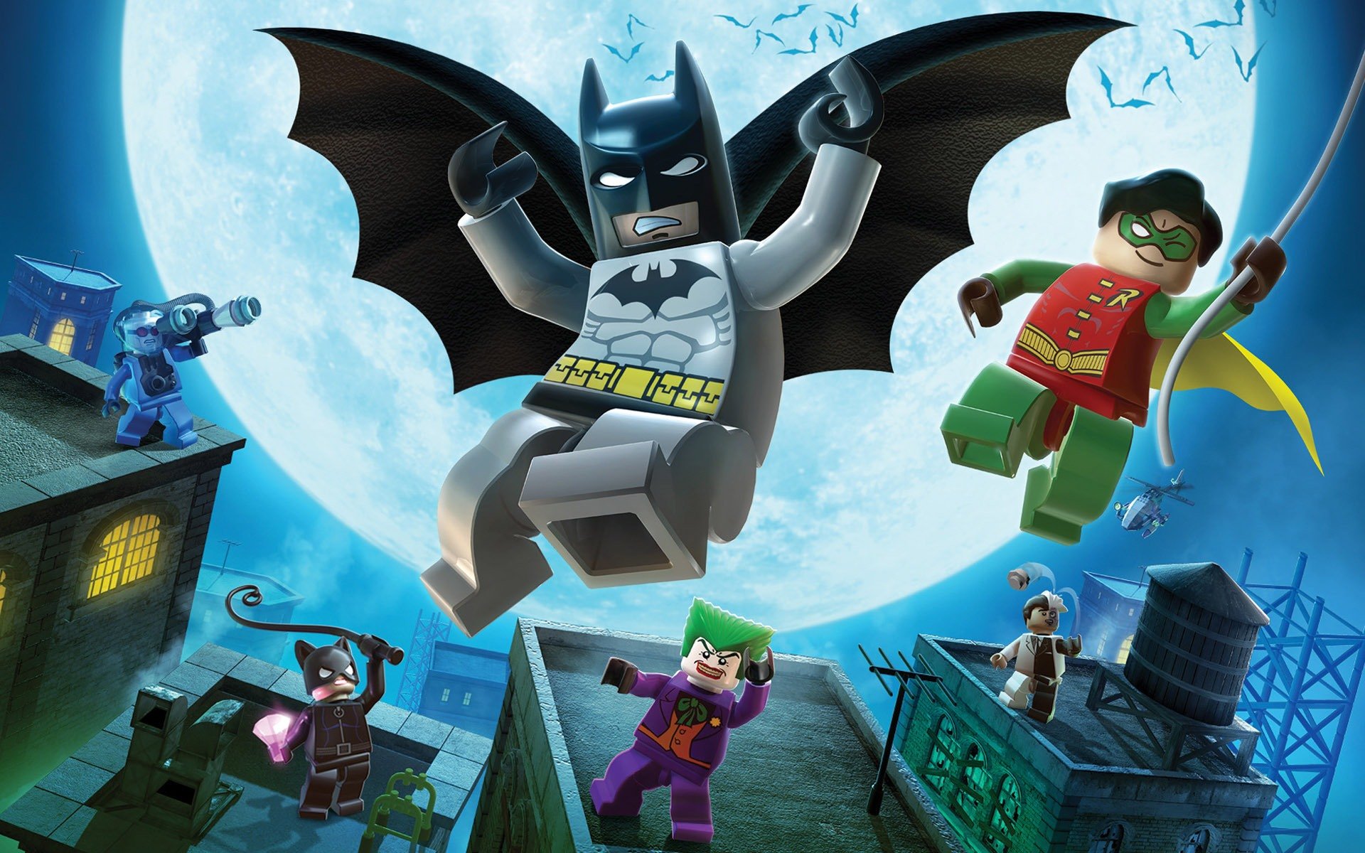 batman, Robin, Video, Games, The, Joker, Catwoman, Rooftops, Two face, Bats, Mr, , Freeze, Legos Wallpaper