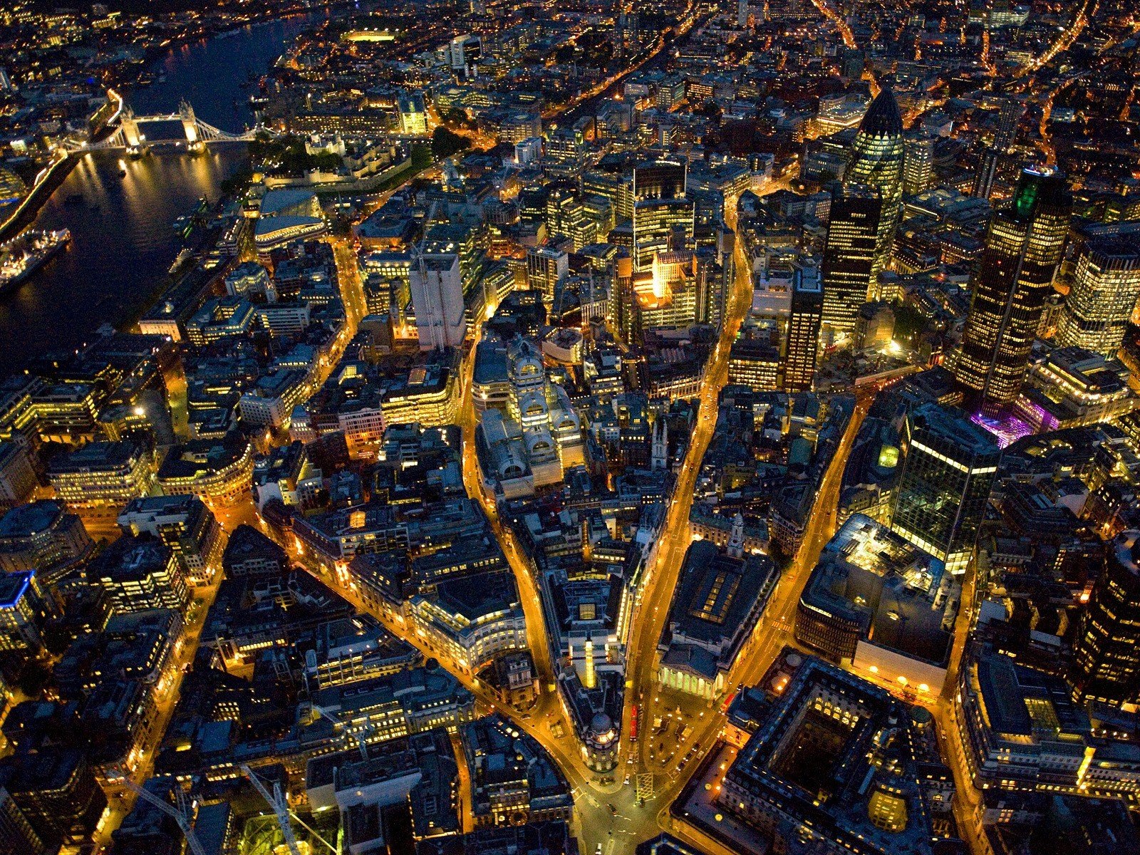 landscapes, Nature, Night, England, London, Aerial, View Wallpaper