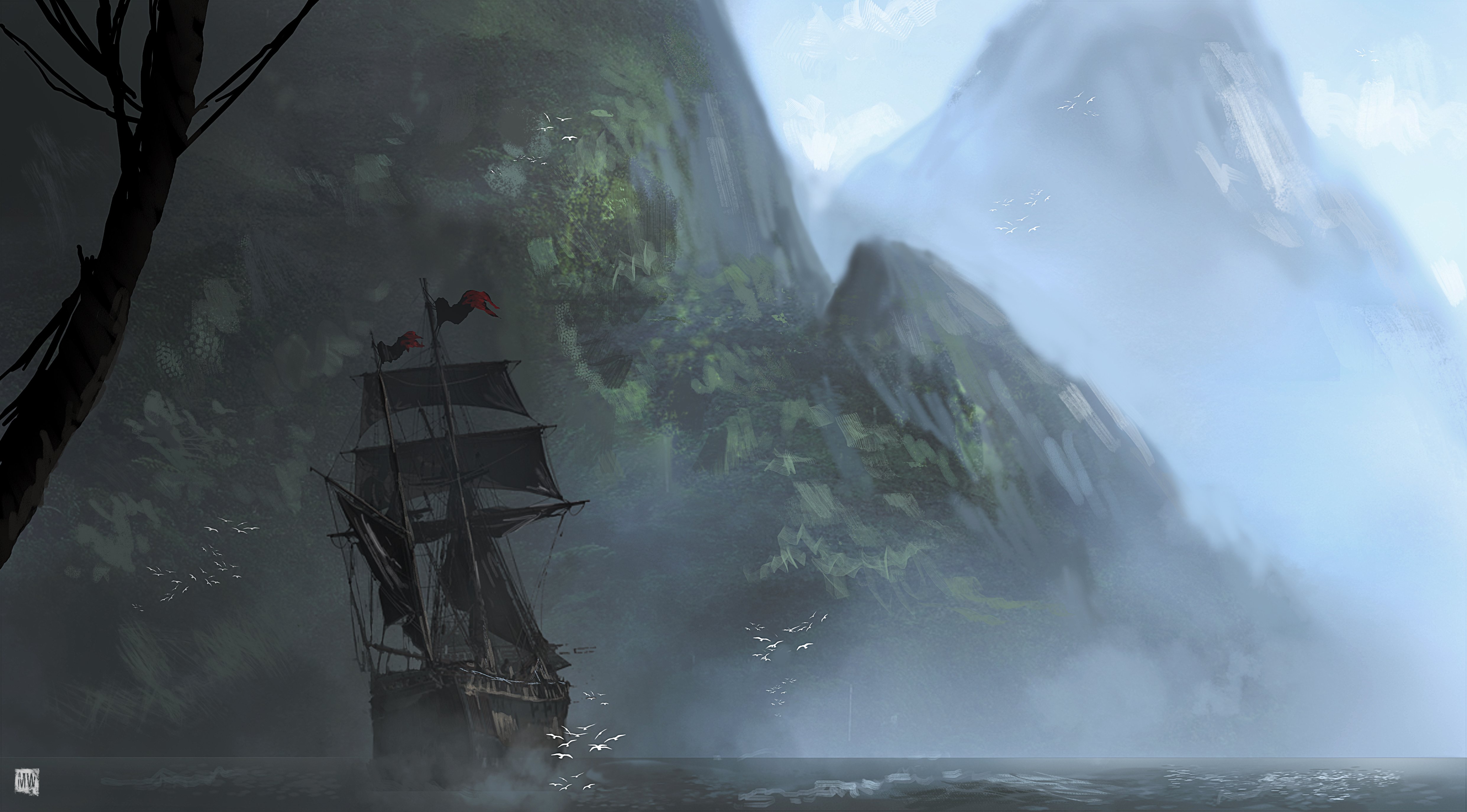 assassins, Creed, 4, Black, Flag, Sailing, Mountains, Ships, Games, Boat, Fantasy Wallpaper