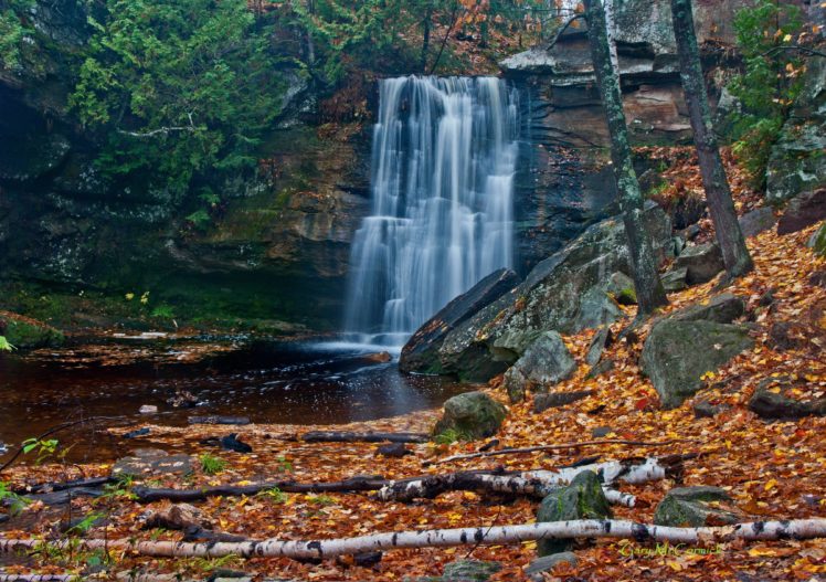 autumn, Waterfall, Rocks, Trees, Nature HD Wallpaper Desktop Background