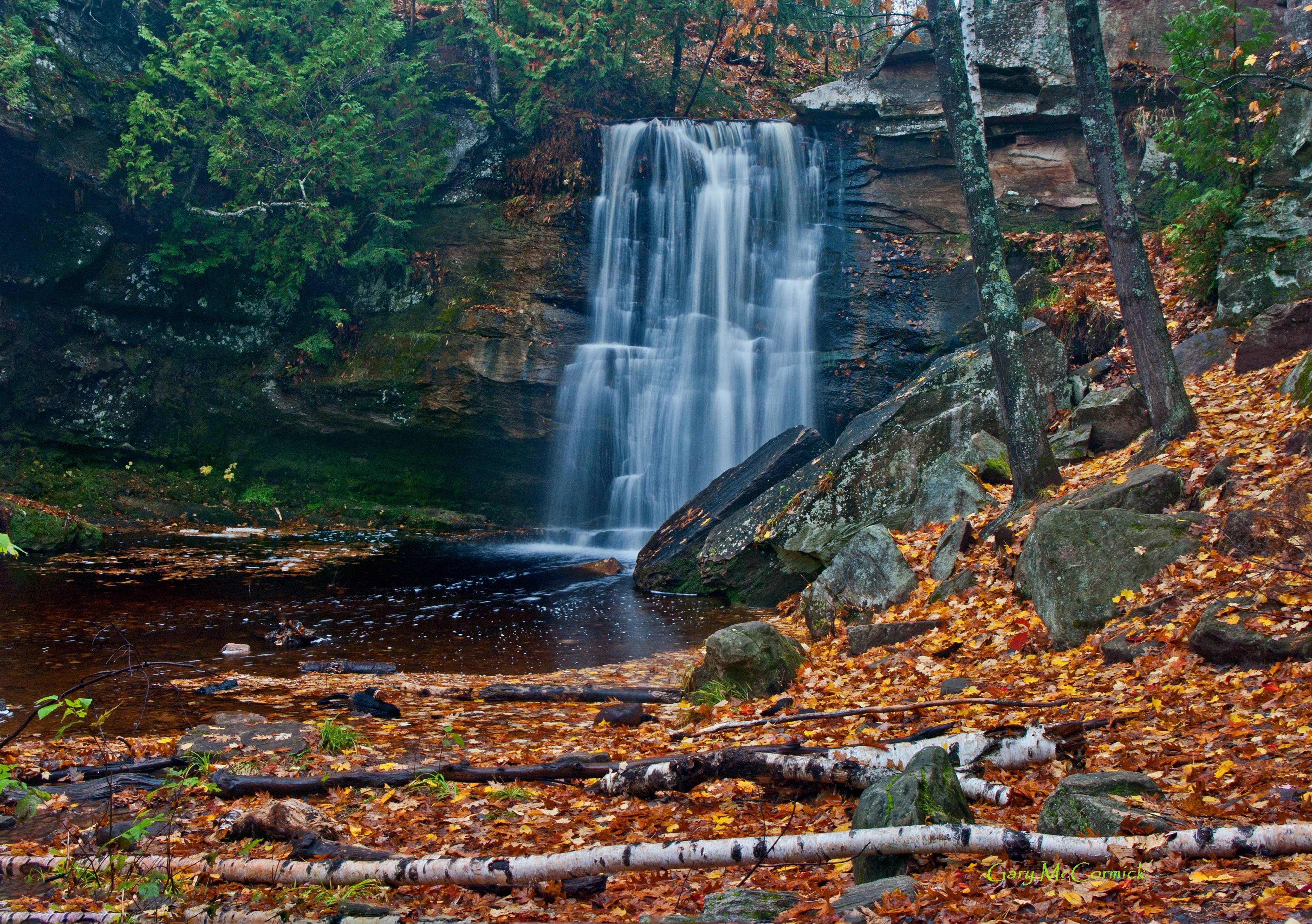 autumn, Waterfall, Rocks, Trees, Nature Wallpaper