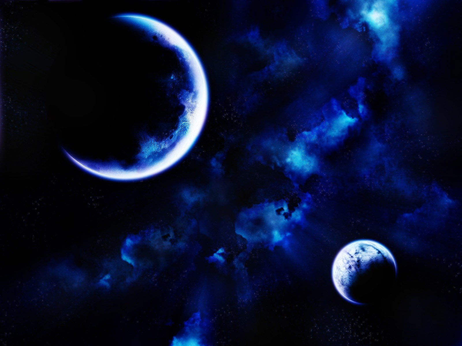 blue, Outer, Space, Galaxies, Planets, Nebulae Wallpaper