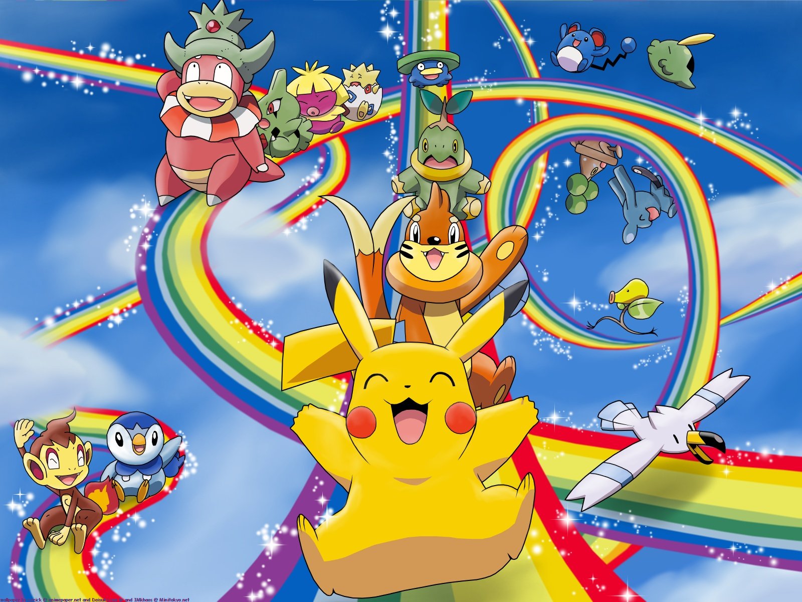 pokemon, Pikachu, Rainbows Wallpaper