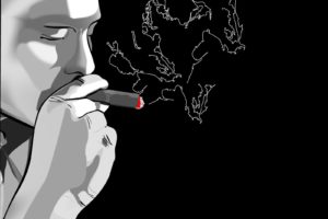 smoking, Smoke, Drawings, Closed, Eyes, Selective, Coloring, Cigars, Black, Background