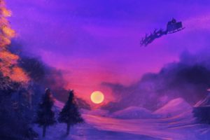 snow, Purple, Santa