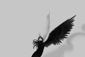 women, Grayscale, Monochrome, Angel, Wings