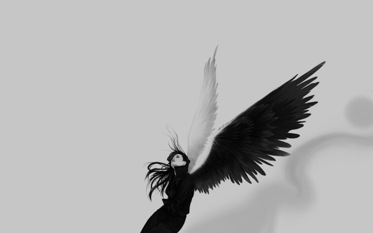 Monochrome, Angel, Wings Wallpapers HD