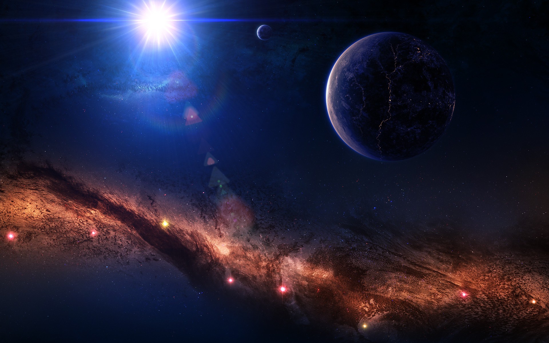 sci, Fi, Cg, Digital, Art, Nebula, Stars, Planets Wallpaper