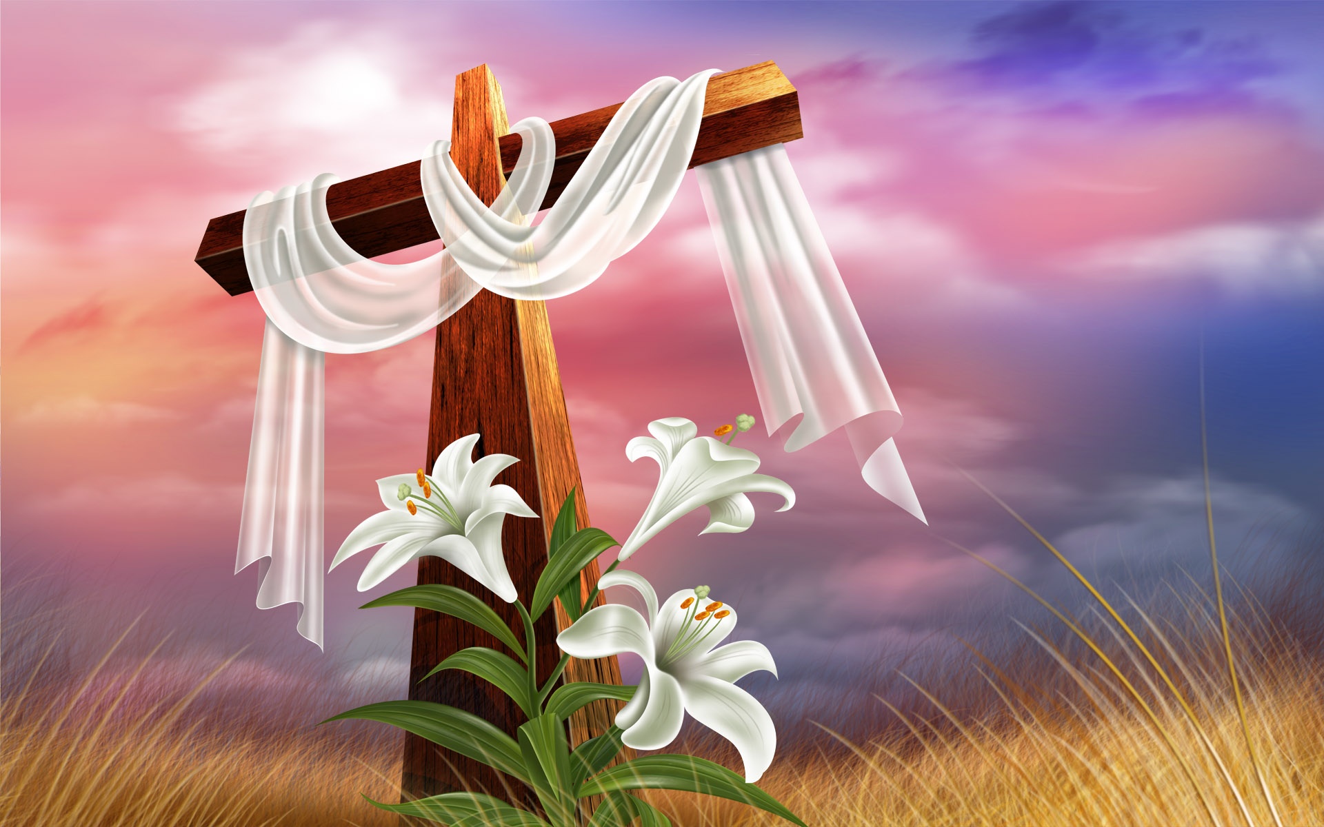 cross, Religion, Christian, Flowers Wallpaper