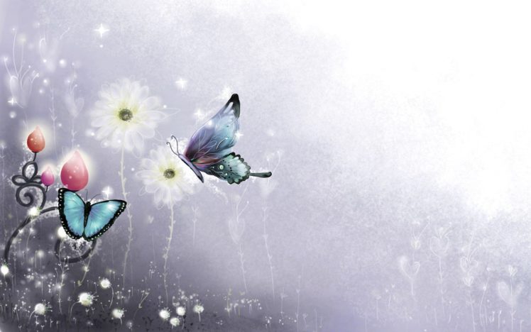 abstract, Flowers, Butterflies HD Wallpaper Desktop Background