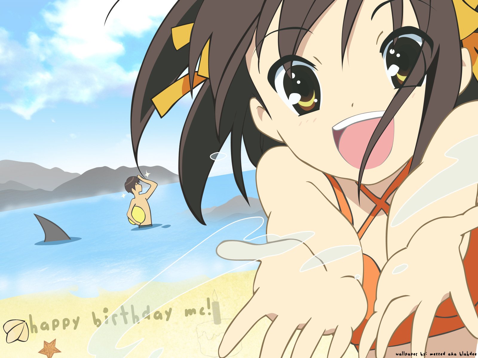 the, Melancholy, Of, Haruhi, Suzumiya, Sharks, Suzumiya, Haruhi, Beaches Wallpaper
