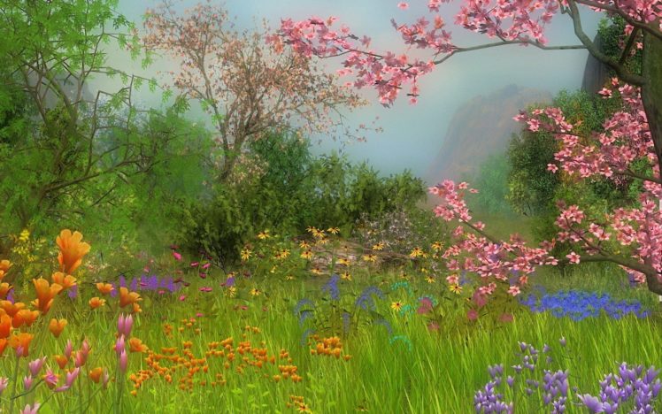 nature, Trees, Flowers, Artwork HD Wallpaper Desktop Background