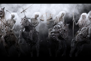 4, Horsemen, Of, The, Apocalypse, Religion, Revelations, Bible, Dark, Horror, Skulls, Skeleton, Weapons, Sword, Horses, Monsters