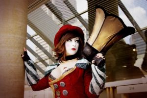 borderlands, Mad, Moxxi, Cosplay, Women, Brunettes, Uniform, Lingerie, Costume, People, Cleavage, Redhead, Sexy, Babes, Models