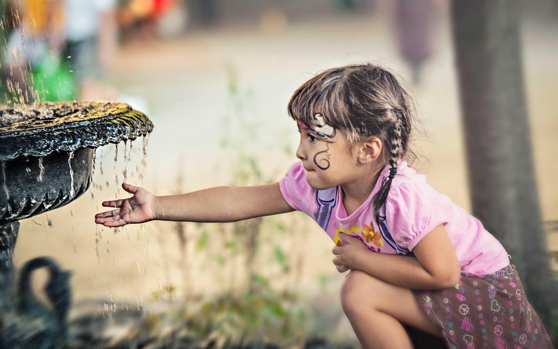 children, Kids, Girl, Cute, People, Mood, Drops, Water, Fountains Wallpaper