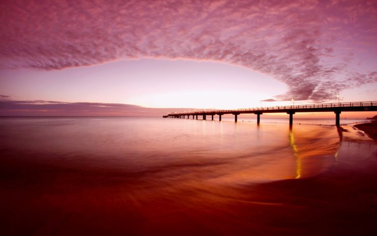 pink, Sky, Over, The, Beach HD Wallpaper Desktop Background