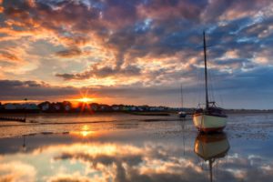 lakes, Ocean, Sea, Bay, Harbor, Water, Reflection, Sky, Clouds, Sunset, Sunrise, Landscapes, Boat