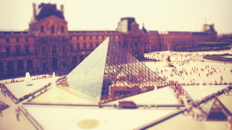 paris, Architecture, Tilt shift, Louvre, Museum HD Wallpaper Desktop Background