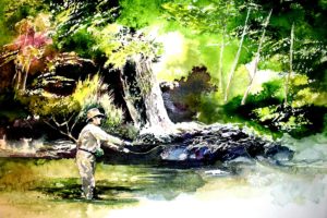fishing, Fish, Sport, Water, Fishes, Artwork, River, Painting, Mood