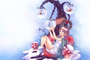 holidays, Christmas, Anime, Girl, Winter, Snow, Vector, Art