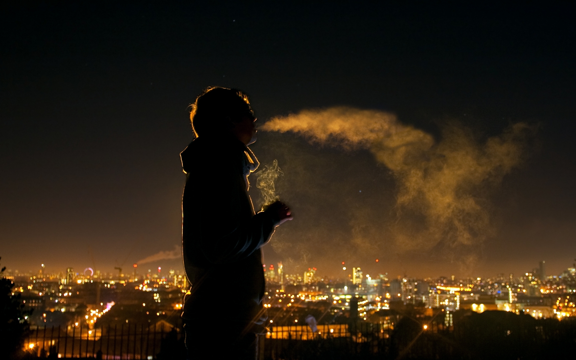 mood, Alone, Tranquil, Solitude, People, Men, Males, Boy, Cities, Scenic, Lights, Night, Cigarette, Smoke Wallpaper