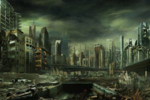 post apocalyptic, Buildings, Artwork, Cities