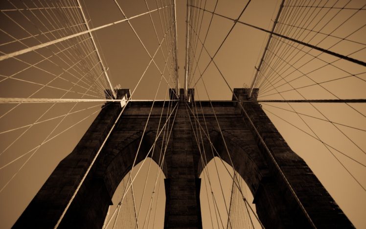 architecture, Bridges, Usa, New, York, City, Monochrome HD Wallpaper Desktop Background