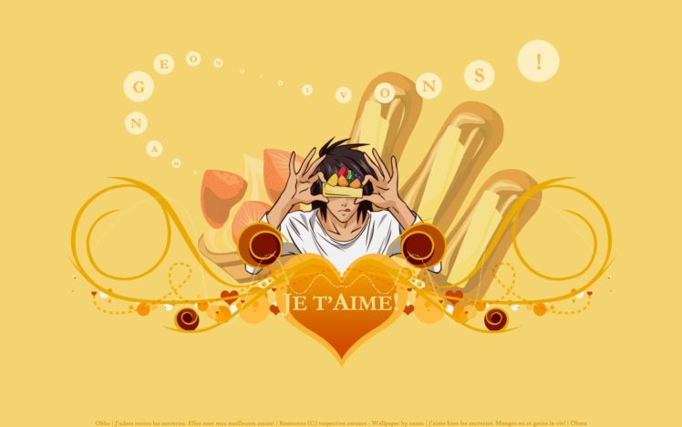 death, Note, Valentine, Anime, Boys, Hearts, Yellow, Background HD Wallpaper Desktop Background
