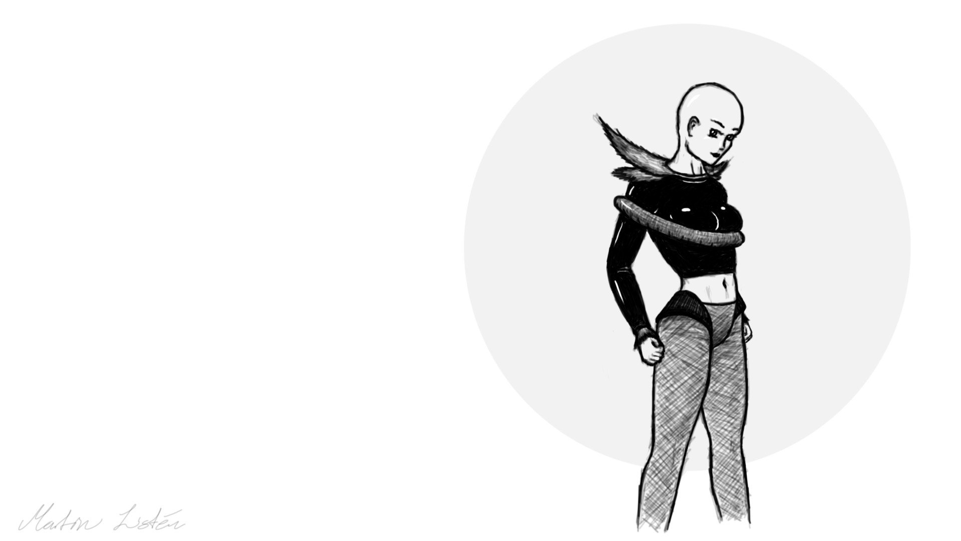 women, Gears, Fantasy, Art, Drawings, Bald, Simple, Background, Martindenstore Wallpaper