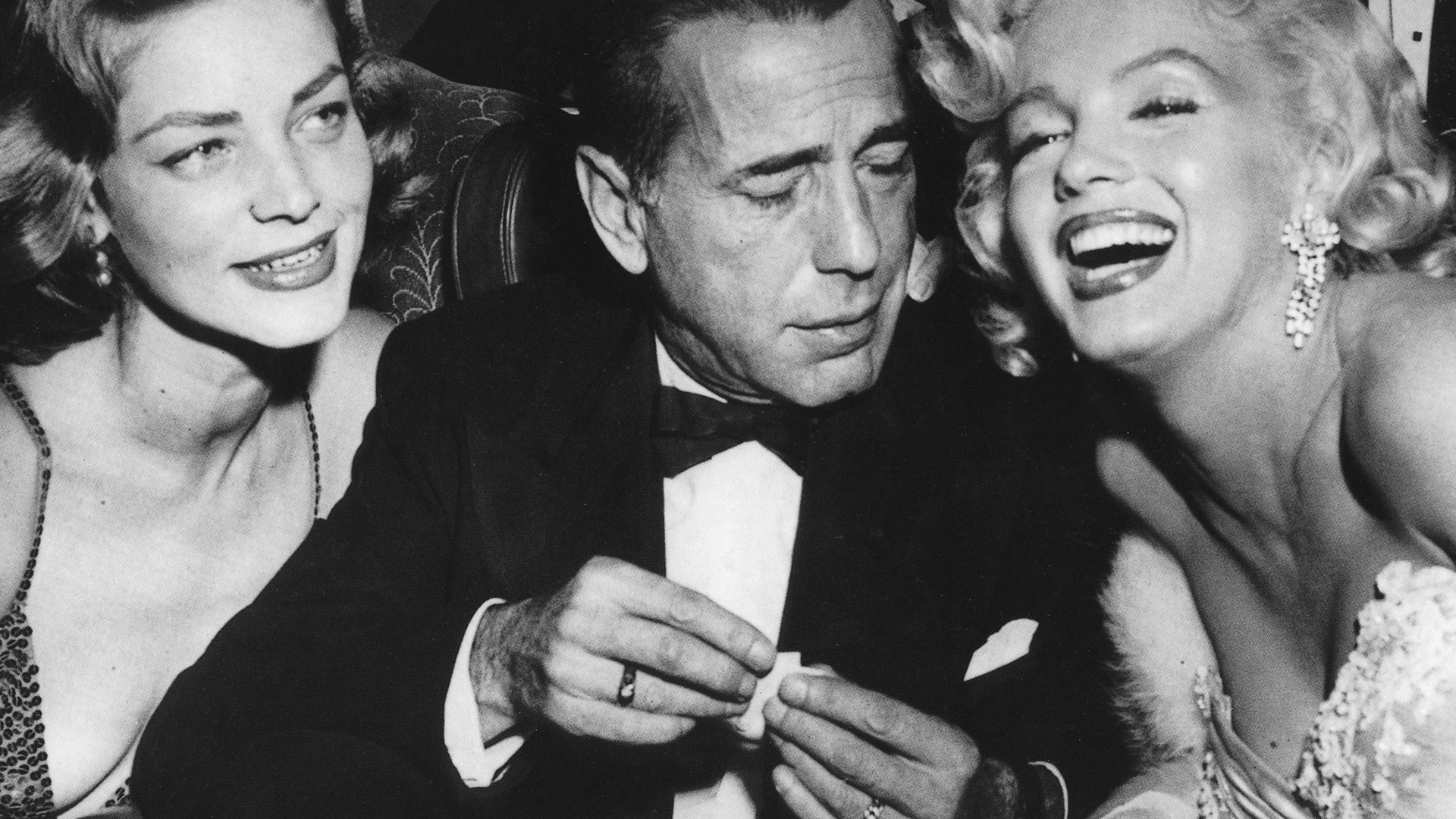 humphrey, Bogart, Lauren, Bacall, Marilyn, Monroe, Monochrome Wallpaper