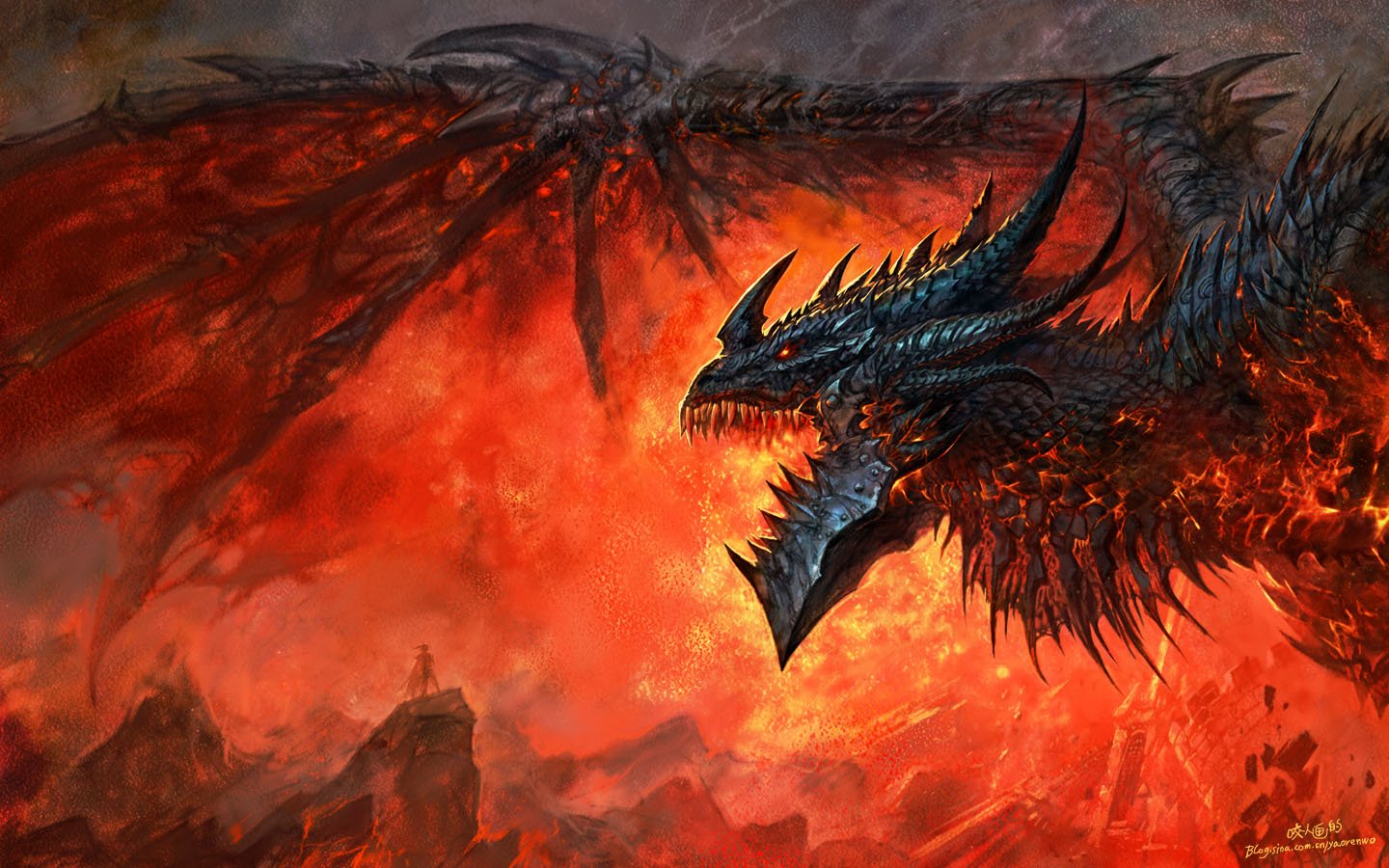 dragons, World, Of, Warcraft, Deathwing, Artwork, World, Of, Warcraft , Cataclysm, Yaorenwo Wallpaper