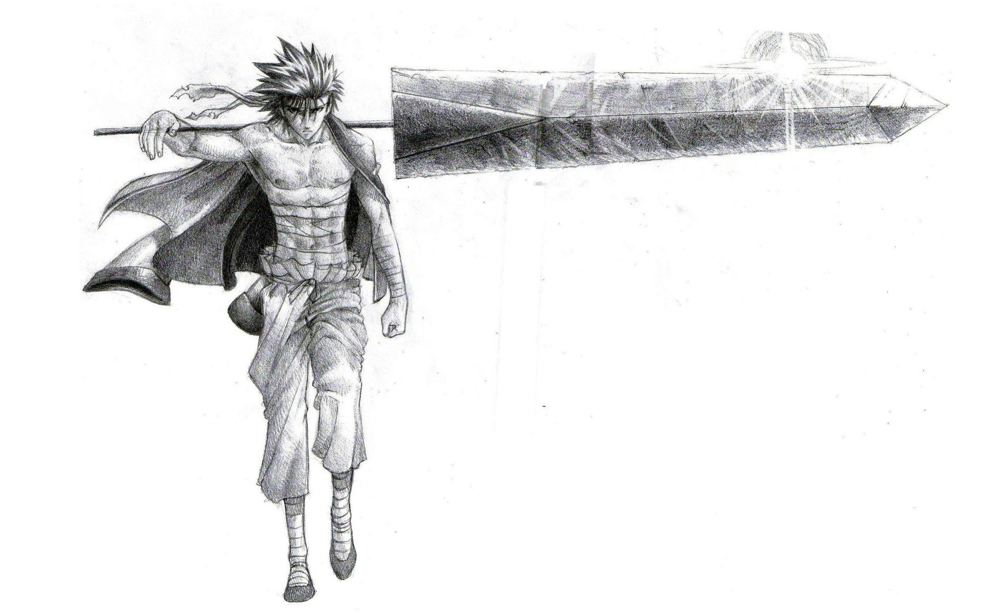 rurouni, Kenshin, Drawings, Simple, Background, Sanoskue Wallpaper