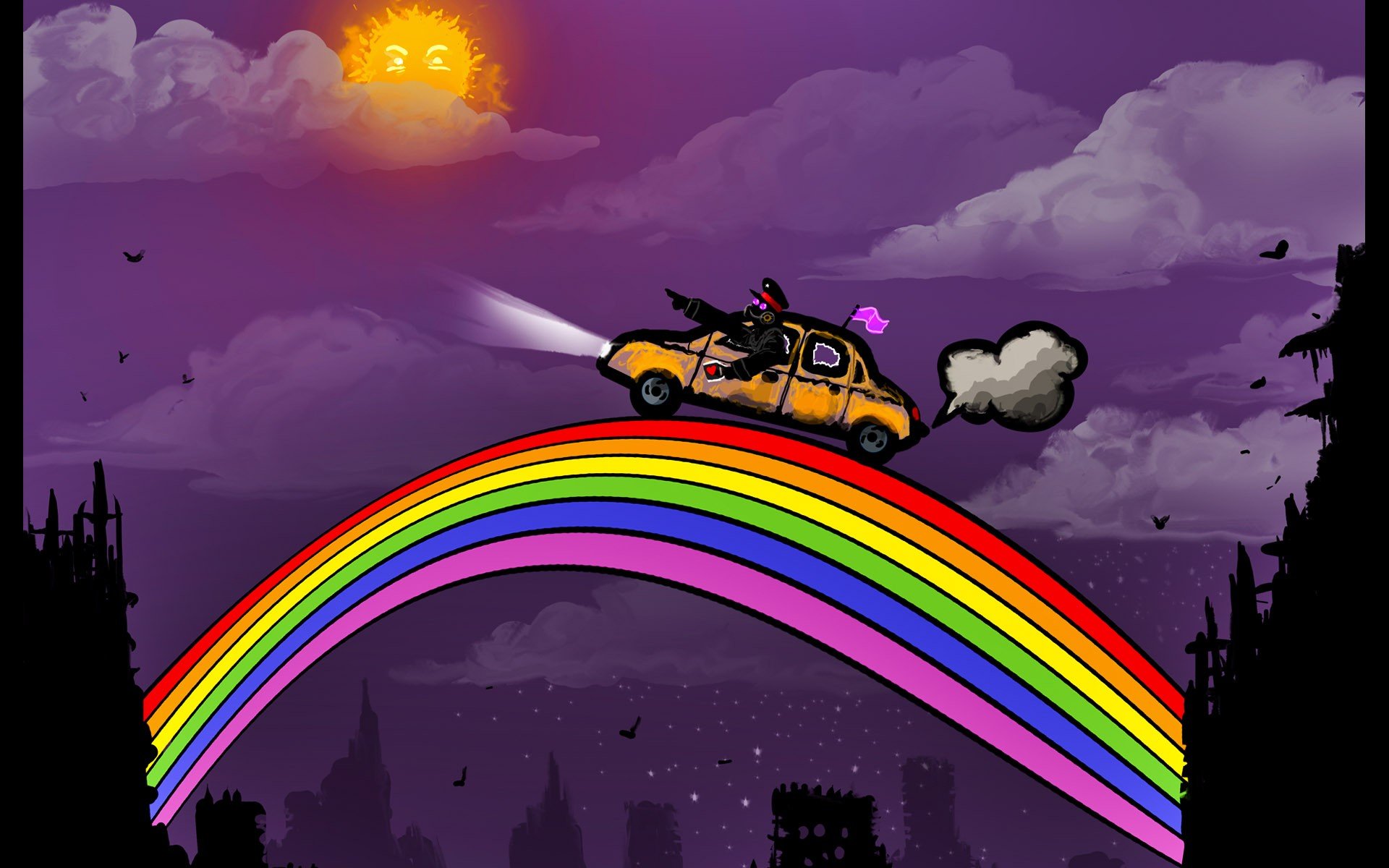 paintings, Cars, Psychedelic, Fantasy, Art, Rainbows, Ride, Digital, Art, Drawings, Airbrushed, Romantically, Apocalyptic, Vitaly, S, Alexius Wallpaper