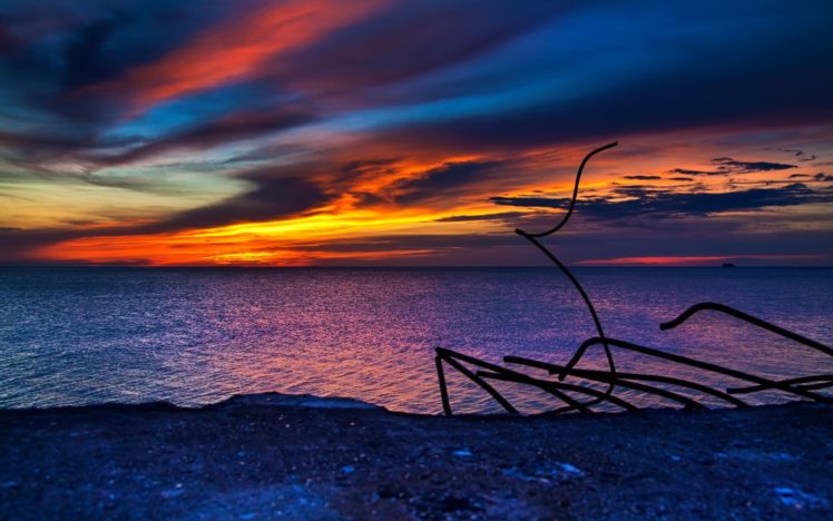 sunset, Ocean, Landscapes, Nature, Coast, Sun, God, Land, Colors, Sea HD Wallpaper Desktop Background