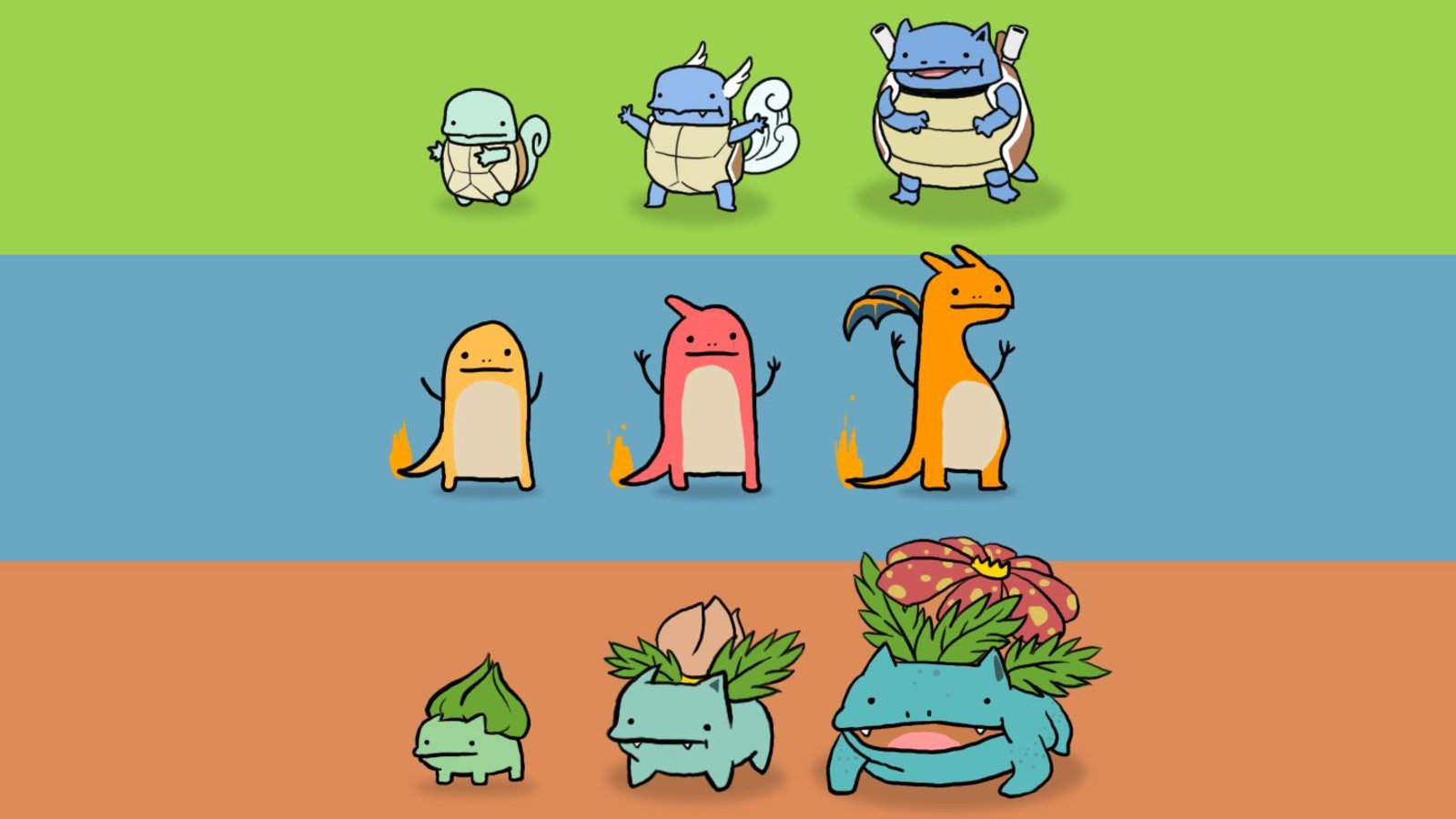 pokemon, Bulbasaur, Venusaur, Ivysaur, Wartortle, Charmeleon, Squirtle, Blastoise, Charizard, Charmander Wallpaper