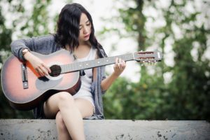 guitar, Girl, Music, Asian