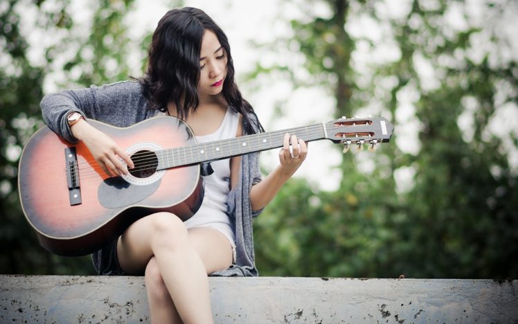 guitar, Girl, Music, Asian HD Wallpaper Desktop Background